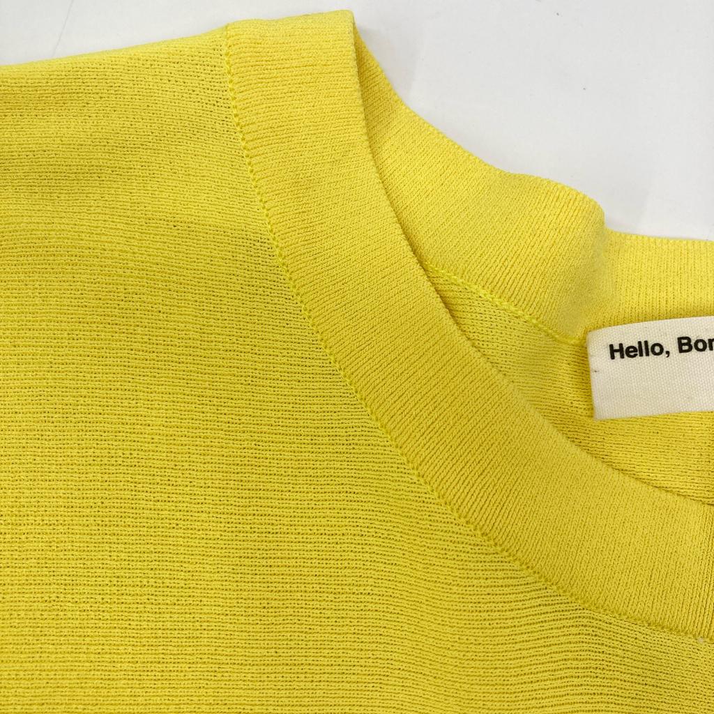 L'Appartement 22Stainless Steel Yellow Crew Neck Short Sleeve Knit Pullover Tops Not Written yellowUsed