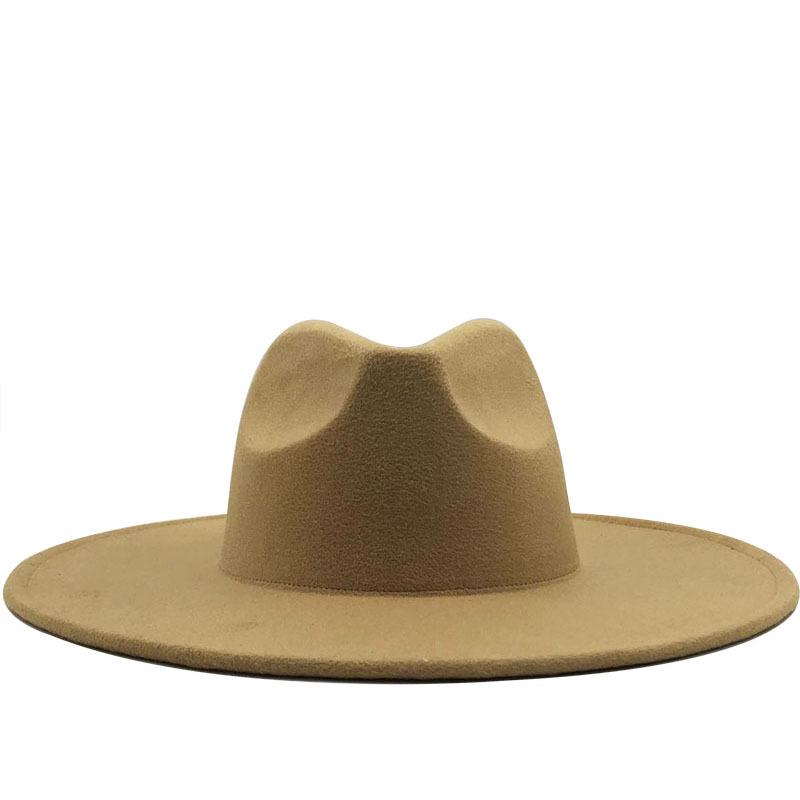 Unisex Wide Brim Wool Felt Jazz Fedora Hat for Autumn & Winter Fashion