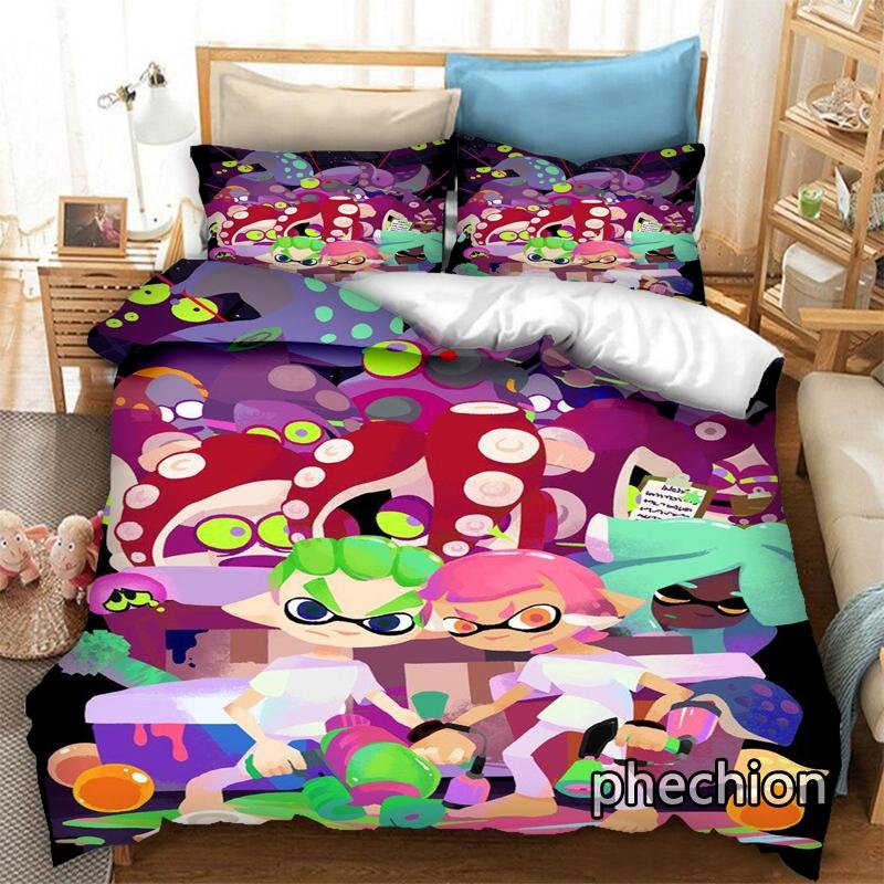 phechion Cartoon Splatoon 3D Print Bedding Set Duvet Covers Pillowcases One Piece Comforter Bedding Sets Bedclothes Bed K388