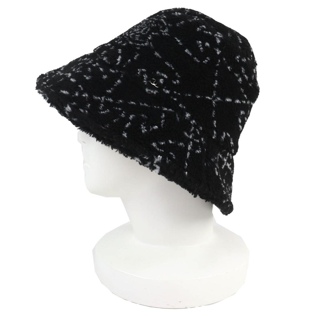 Excellent CHANEL COCOMarkMetal all-over print pile bucket hat black M 21B AA7847 Used