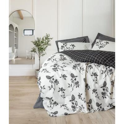 Bettwäsche-Set - 1 Bettbezug 220 x 240 cm + 2 Kissenbezüge 60 x 60 cm - 100% Baumwolle verstärkt - Anthrazit