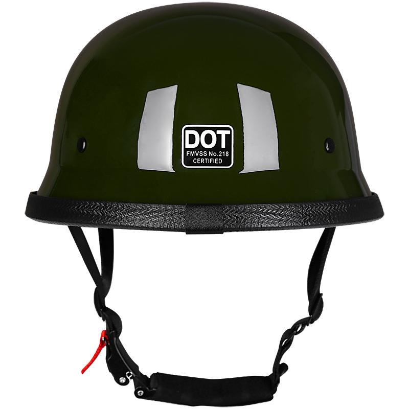 German Retro Style Biker Half Helmet 108 Military Green Copper Lens Visor All-Season Motorcycle Jet Helmet