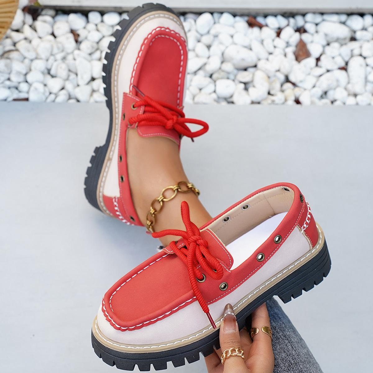 

2026 Spring Autumn Women Lace Up Platform Wedges Comfortable Non-slip Plus Size Shoes for Women 36-43 Flats Sneakers Women 36 красный