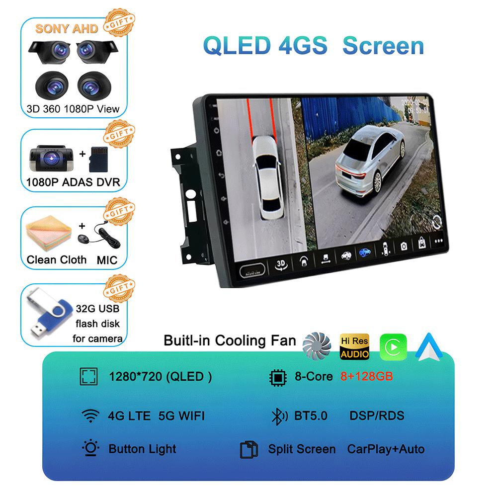 Android 14 Car Radio QLED GPS Navigation Multimedia Player For Jeep Compass/Commander/Grand Cherokee/Wrangler/Liberty AutoRadio