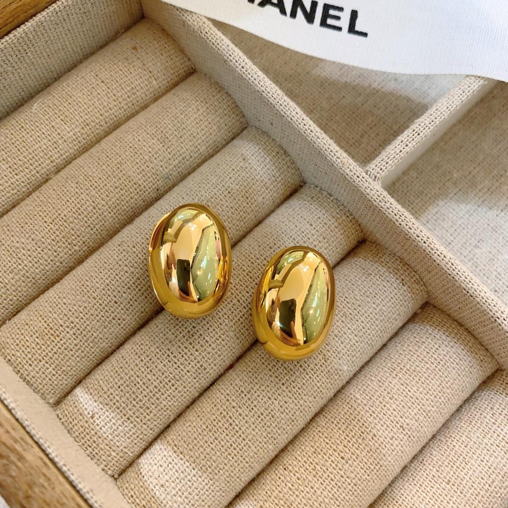 Metal Smooth Three-Dimensional Simple Large Earrings Niche Design Sense Light Luxury High-End Exaggerated Unique Stud Earrings