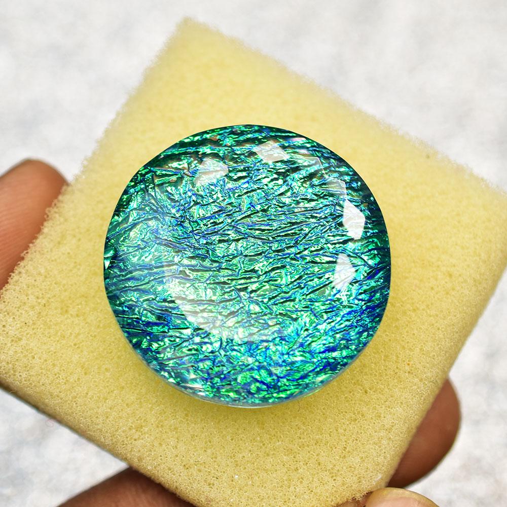 Lab-Created Opal Loose Gemstone Multicolor 74.6 ct Round 30x30mm October Birthday Birthstone