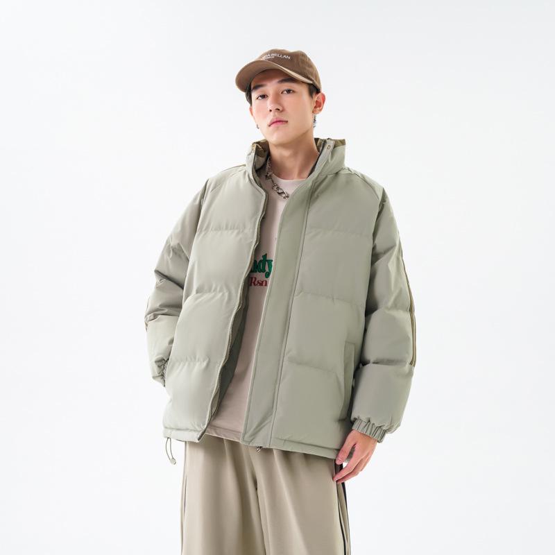 Cotton Clothing Men and Women Paragraph Winter Stand-up Collar Loose Cotton Jacket Thickened Couple Models Striped Bread Clothing Cotton Jacket