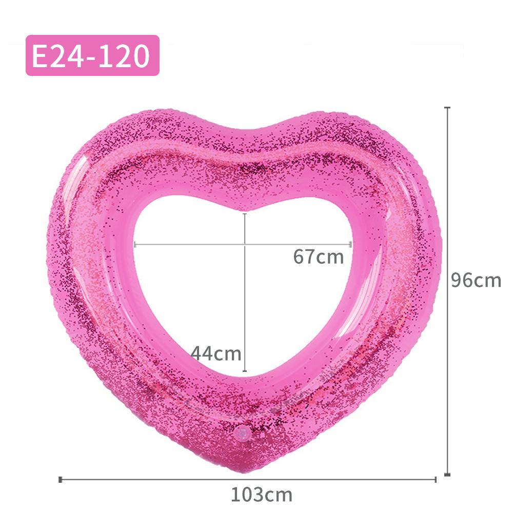 Pink Glitter Heart Swim Tube - Aesthetic Pool Floaty for Summer