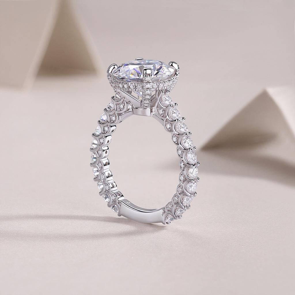 Fashion S925 Silver Ring Children'S Niche, Light Luxury And High Sense Stacking Wearing 5 Carat Moissanite Ring