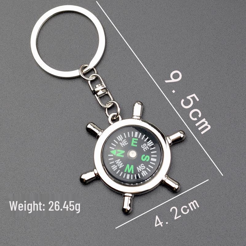 Ship's Wheel Compass Keyring - Metal Company Logo Gift & Outdoor Decorative Ornament
