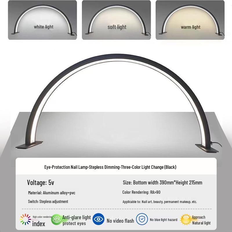 Portable U-shaped LED Beauty Light for Manicure & Eyelash - Eye-Protective, Adjustable Desktop Lamp