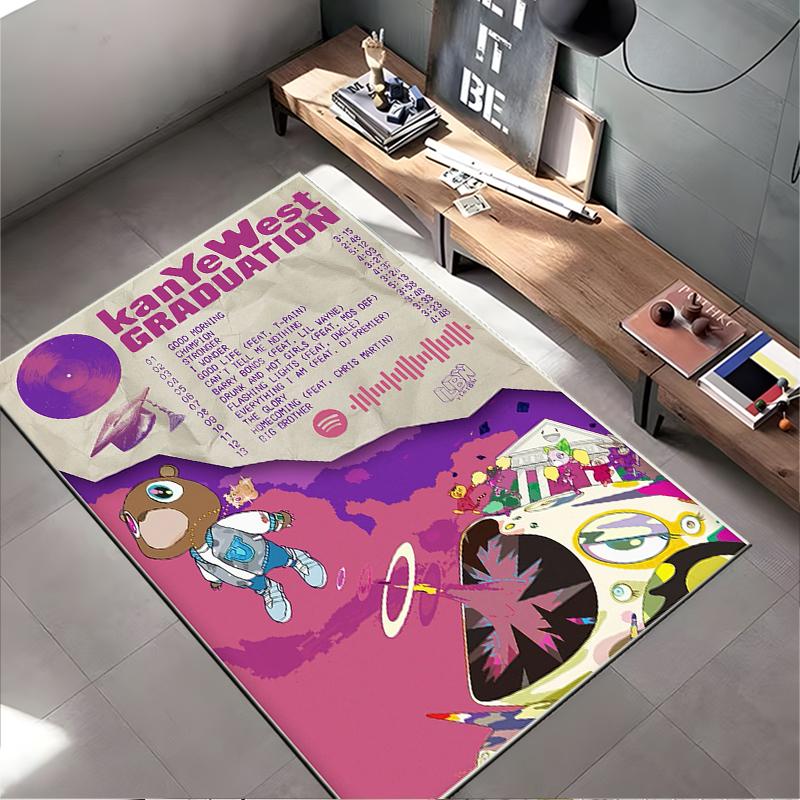 Teppich, Kanye West Abschlussalbum Cover Bär Tracklist Poster Druck, Man Cave Dekoration, Rutschfeste Matte