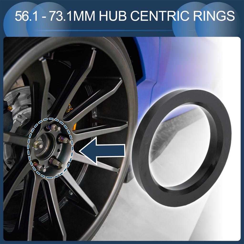 INFINAUTO Navring 56,1 mm innerdiameter 73,1 mm ytterdiameter Bilhjulsnabbring ABS-plast Svart 4 st