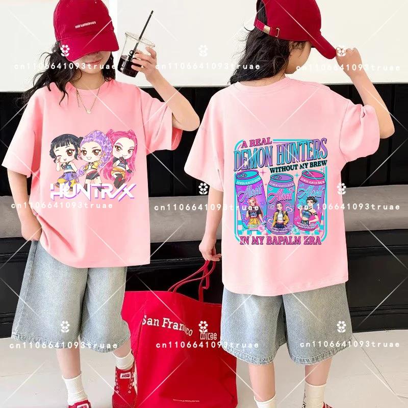 Kids Kpop Demon Hunters Children's T Shirt Short Sleeve T-shirt Cute Kpop Demon Hunters Tiger Harajuku Tshirt for Boys Girls