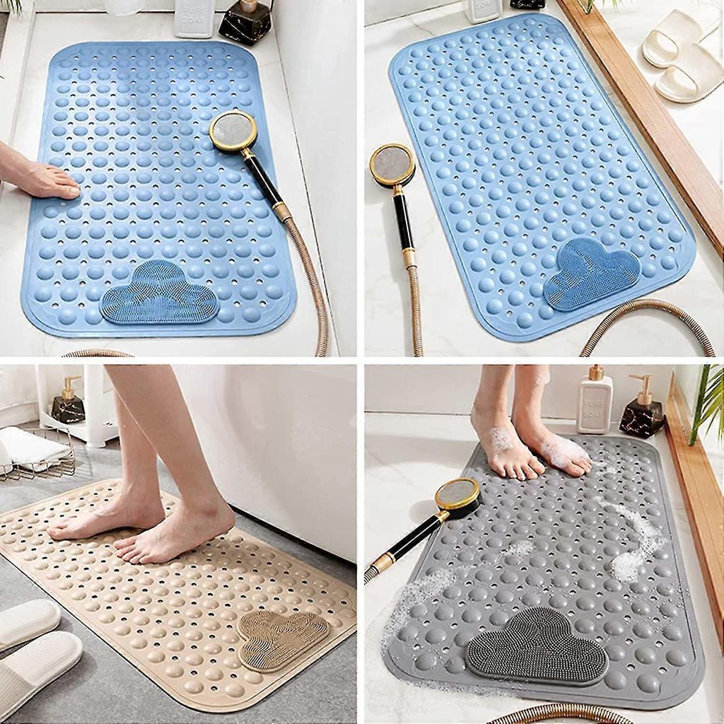 Non Slip Bath Mat Shower Mats With Feet Massage, Eco-friendly Pvc Anti Mould Bathroom Bathtub Mat Floor Massage Bathroom Mat With Suction Cups & Drain