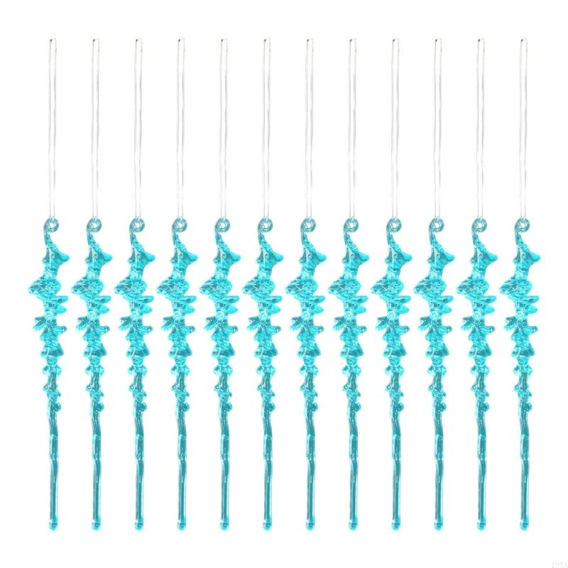 12Pcs Acrylic Icicles Ornament Shatterproof Christmas Tree Decoration Realistic Ice Shape Pendant for Holiday Decoration