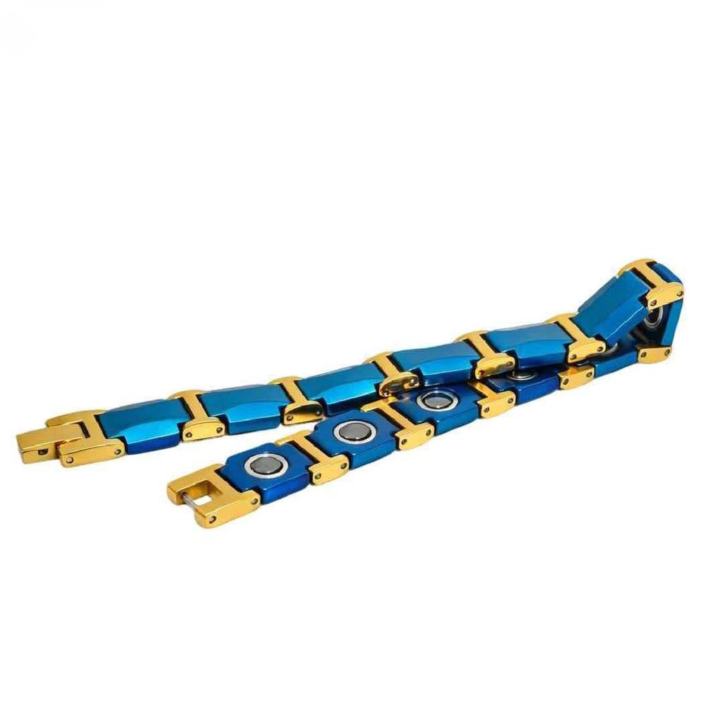 Ceramic Magnetic Men's Bracelet with Double Crescent Design - Multi-Color Electroplated Style