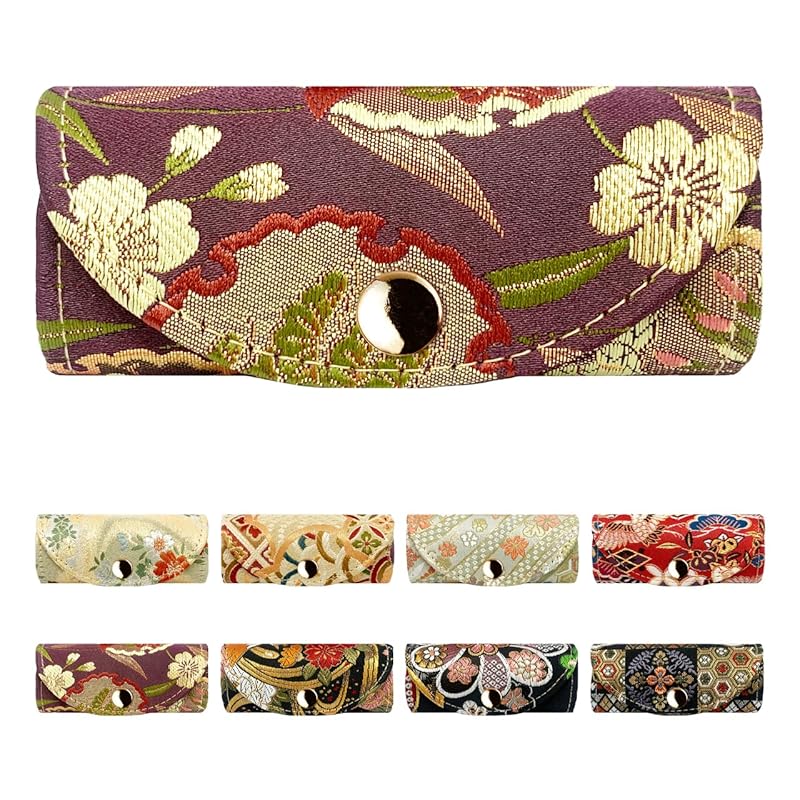 

[leo&aoi] Nishijin textile key case ladies men s 4 consecutive smart key tri-fold key case key key compact key ring 4 key case 4 key hooks Japanese