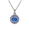 Mystic Jewels - 925 Sterling Silver Glass Evil Eye Drop Shape Filigree Pendant Silver Chain (Eye Shape), Sterling Silver, Not Applicable
