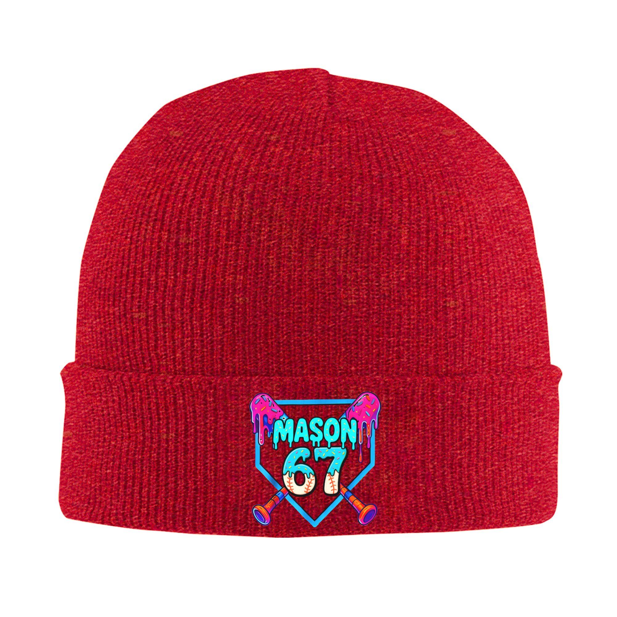 

Mason 67 Funny Ice Cream Drip Baseball Meme Design Knitted Hat Cool Caps Men Gym Beanie Hats Autumn Winter Warm Soft Bonnet Hats One Size