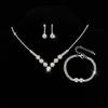 Bracelet Earrings Shining Necklace Wedding Party Rhinestone Jewelry Set  Women