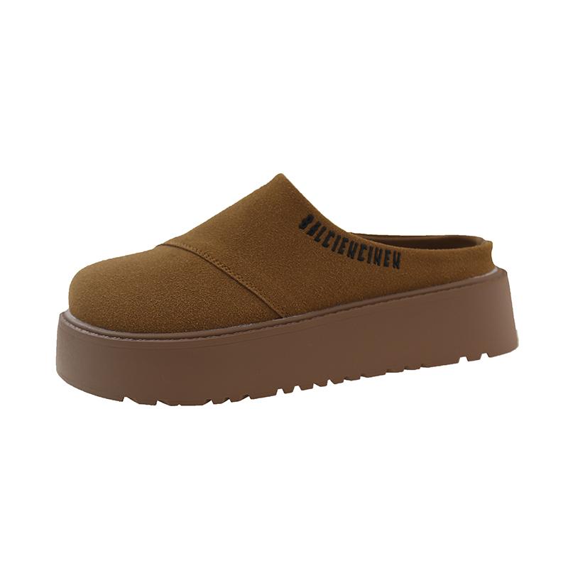 

Fashion 2024 New Mules Slippers Women Shoes Khaki Casual Slippers Flat Cover Toe Slides Platform Loafers Comfortable Versatile Women s 35 темно-коричневого