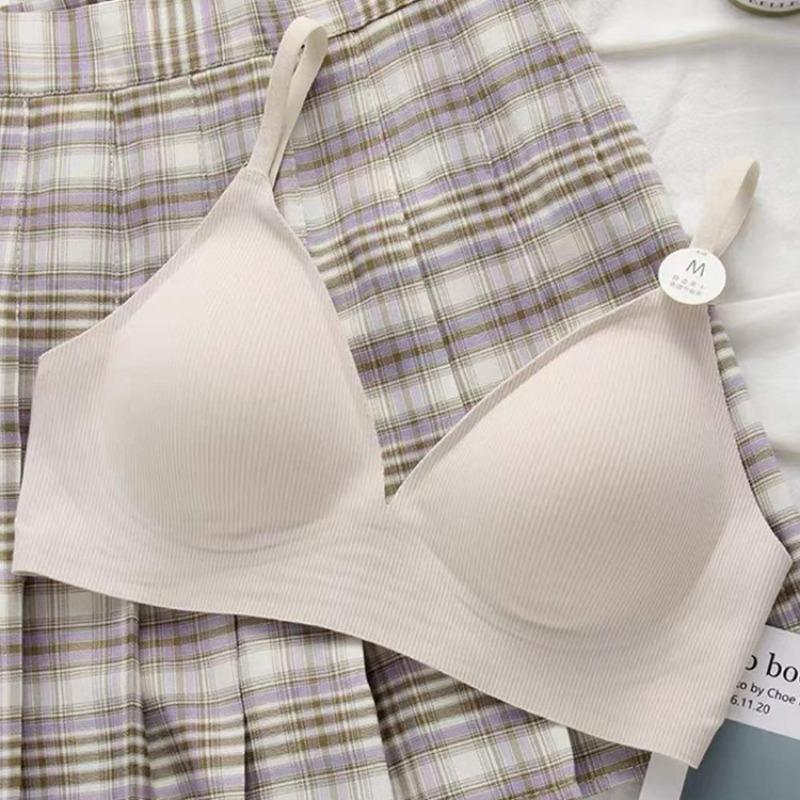 Naked Comfortable Thin Red Bra Seamless Breathable Large Thickened Jelly Strip Expansion Underwear