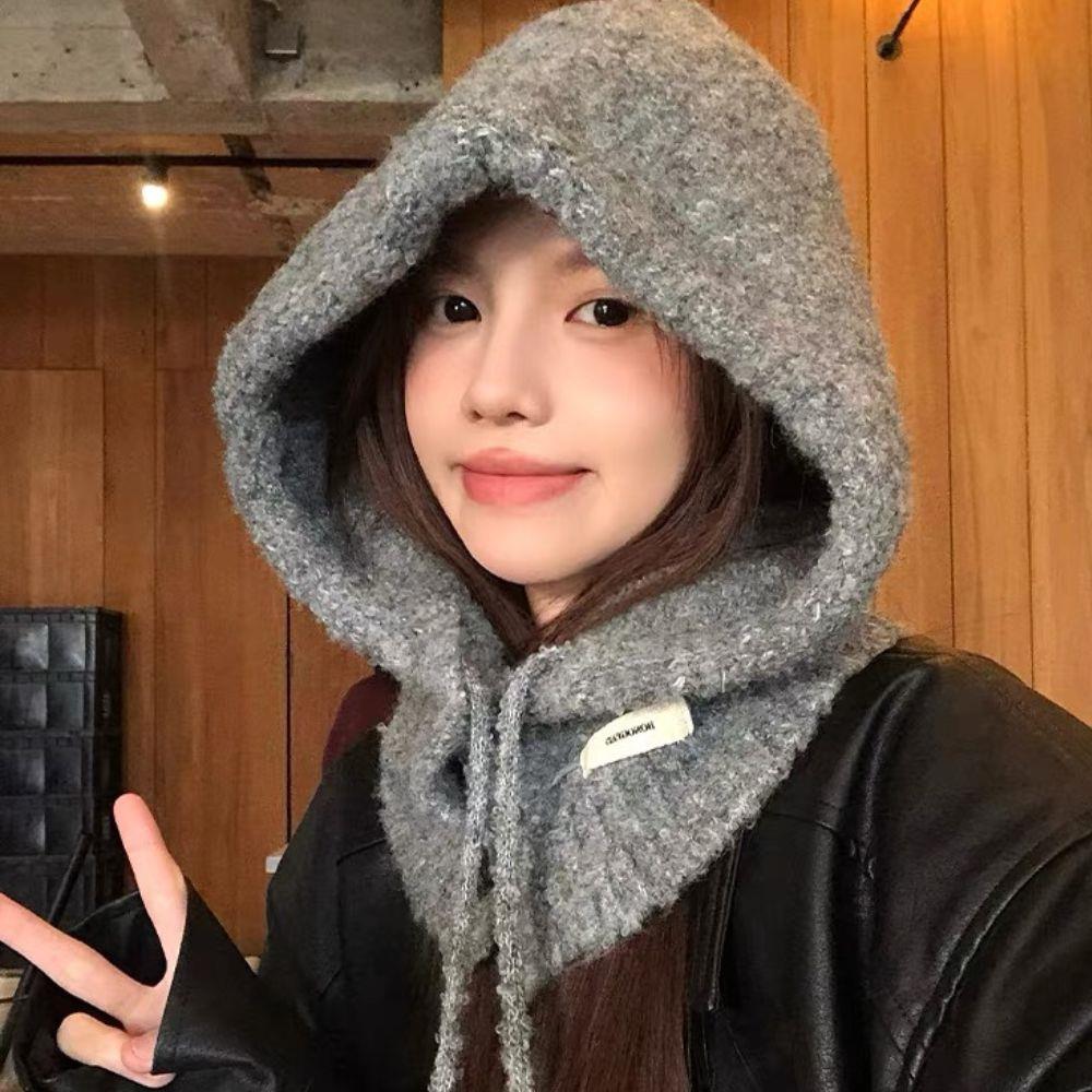 Korean Style Knitted Beanie Hat For Women Adjustable Bow Tie Lazy Style Winter Warm Soft Balaclava Hat Outddoor Windproof Bonnet