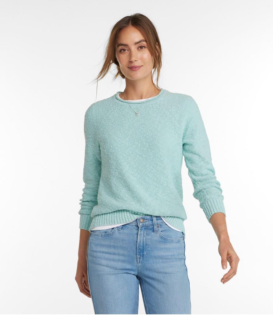 LL Bean Midweight Cotton Slub Roll Neck US Size Light Mint 1000031312 Women's Pullover, Fit, Petite, S, Green,
