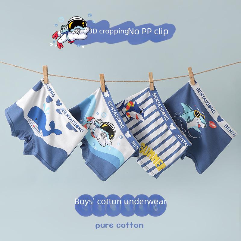 Boys' Combed Cotton Boxer Briefs - Kids' Underwear Shorts