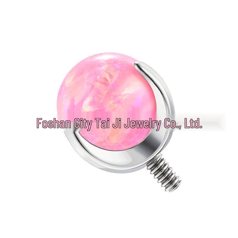 F136 Titanium Alloy Opal Three-Prong Stud Earrings & Lip Piercing Jewelry 3mm Diameter, 0.9mm Thread