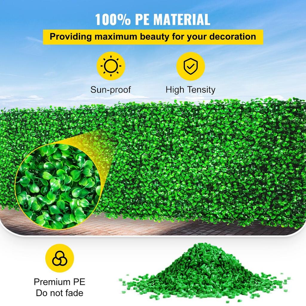 Artificial Boxwood Panel UV 48pcs Boxwood Hedge Wall Panels Artificial Grass Backdrop Wall 10X10" 4cm Green Grass Wall Fake Hedge for Decor Privacy