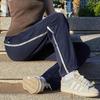 Unisex Dark Blue School Pants with Reflective Stripe – Light, Loose, and Straight Leg for Spring and Autumn