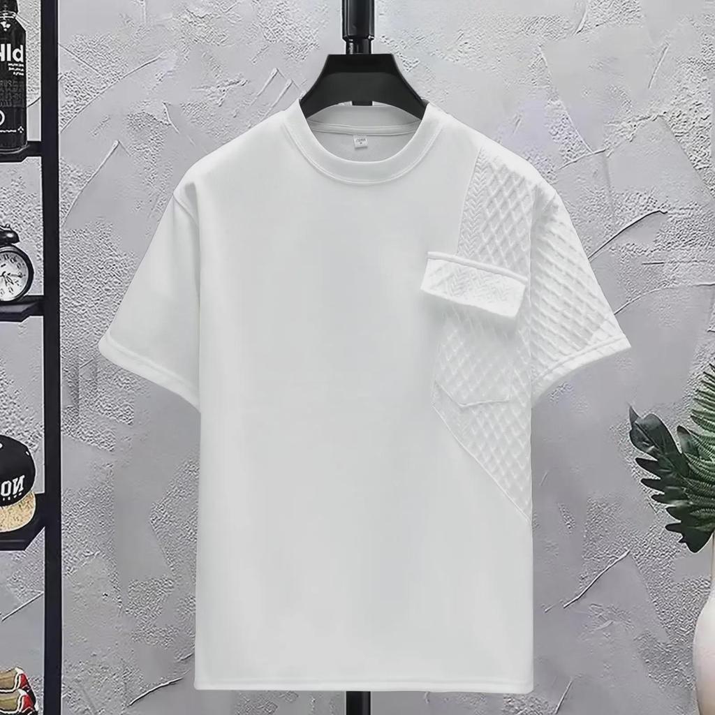 Pánské asymetrické tmavé niche holičské tričko Yamamoto Yohji, velká velikost, krátký rukáv