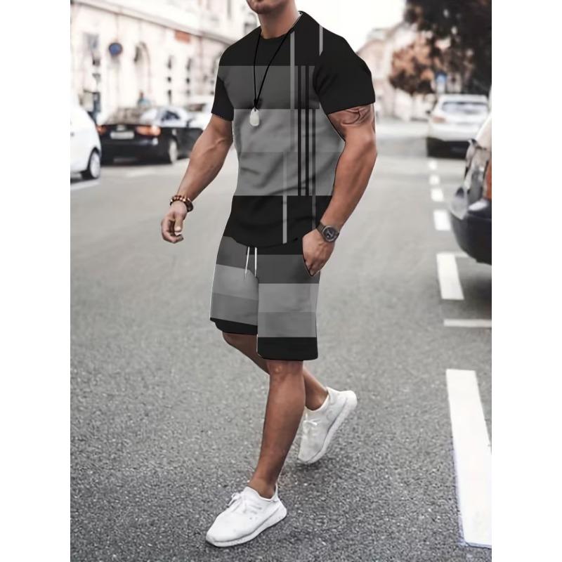 3D Summer Men s Short Sleeve Suit Fashion Street Short Sleeve Shorts S