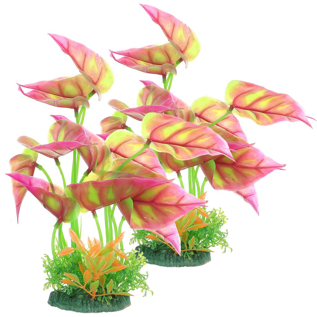 2 Pcs Aquarium Plants Large Fish Tank Decorations Vibrant Colored Easy Clean Artificial Stable Base L Scape Tools Terrarium