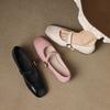 New Four-season Wear Square Head and One Foot Pedal Small Leather Shoes, Foot Cover Square Heel Low Heel Large and Small Size Women's Shoes, Light Mo