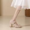 2024 Spring/Summer Bridesmaid Mary Jane Rhinestone Bow Heels - Versatile Women's Chunky Heel Shoes