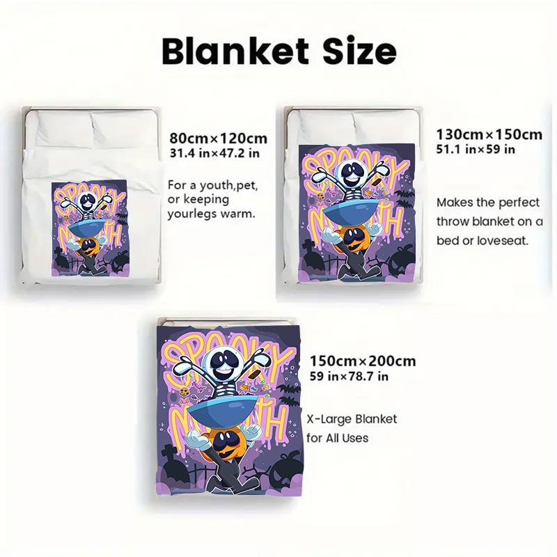 Spooky Month 2D Flat Pattern Flannel Blanket High quality All Seasons Warmth and Comfort Perfect for Christmas Gifts.DMT0925539