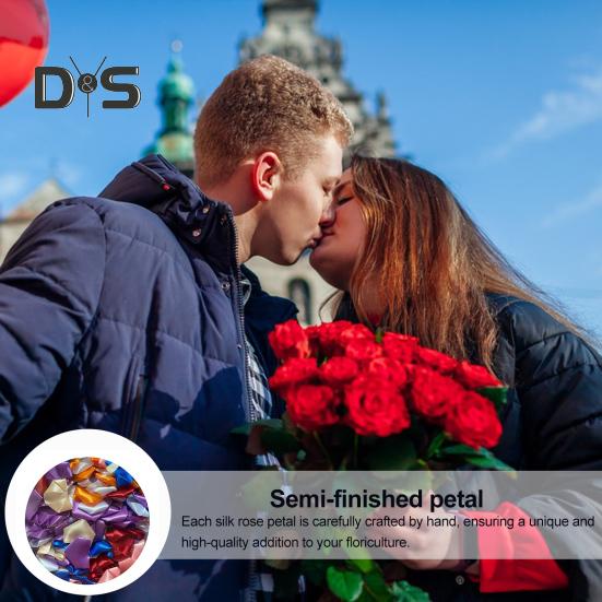 273 Pcs Pre-made Satin Ribbon Rose Petals Handmade Half-Finished Eternal Rose Petal DIY Everlasting Floral Bouquets for Wedding Anniversary Birthday