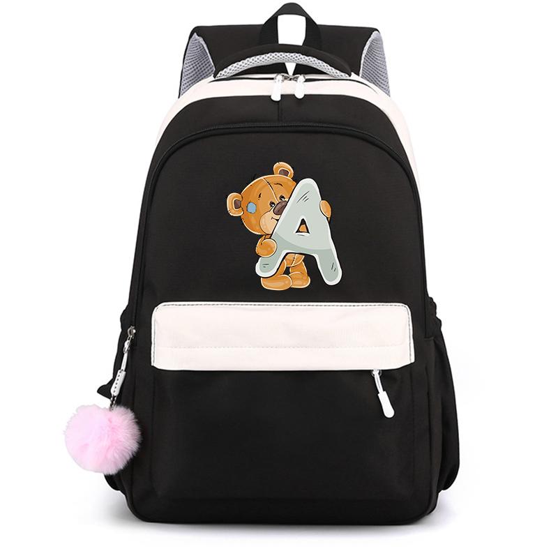 Mały Miś 26 Angielskich Liter Tornister Kawaii Uczeń Tornister Cartoon Bookbag Plecak Mochilas Plecak Nastolatek dla Dziewczynki Prezent