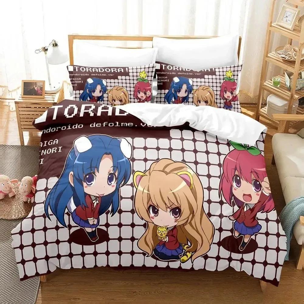 Toradora Bedding Set Single Twin Full Queen King Size Bed Set Adult Kid Bedroom Duvet Cover Sets 3D Print Anime Bed Sheet Set