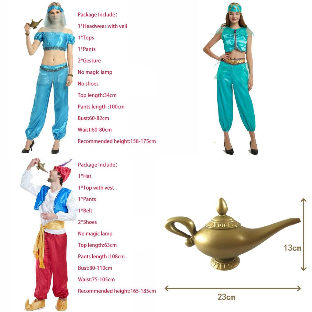 Vibrant Adult Aladdin Magic Lamp Princess Jasmine Halloween Costume For Parties
