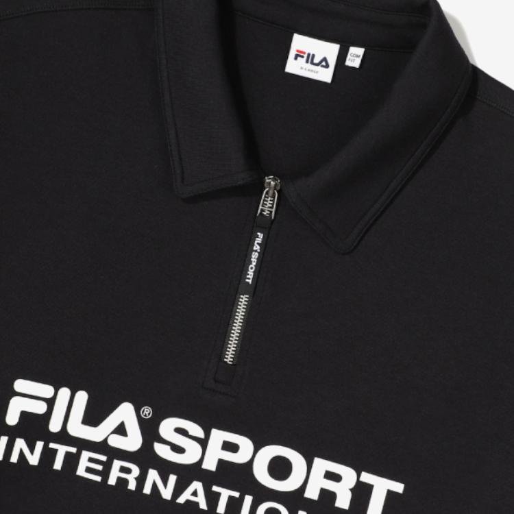 FILA Sweatshirts Men's Black Lapel Moderate Other FS2POF1133X-BLK