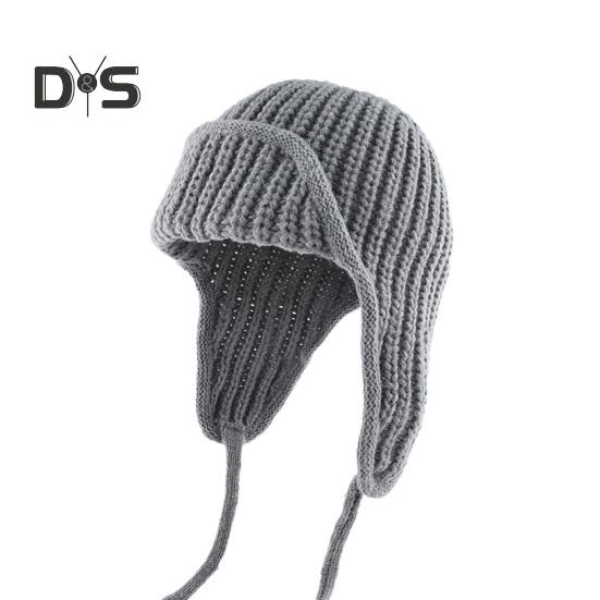 Унисекс зимняя шапка вязаная толстая теплая ветрозащитная однотонная защитная шапочка — фото 15