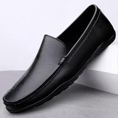 Fashion Brand Spring/Summer Men's Two-layer Cowhide Bean Shoes Brand New Classic Black Men's Comfortable Anti Slip Driving Shoes