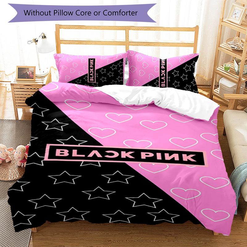KPOP 3pcs Bedding Set Duvet Cover Closure Includes 1 Duvet Cover & 2 Pillowcases for All Seasons Bedroom Home Dorm Decor