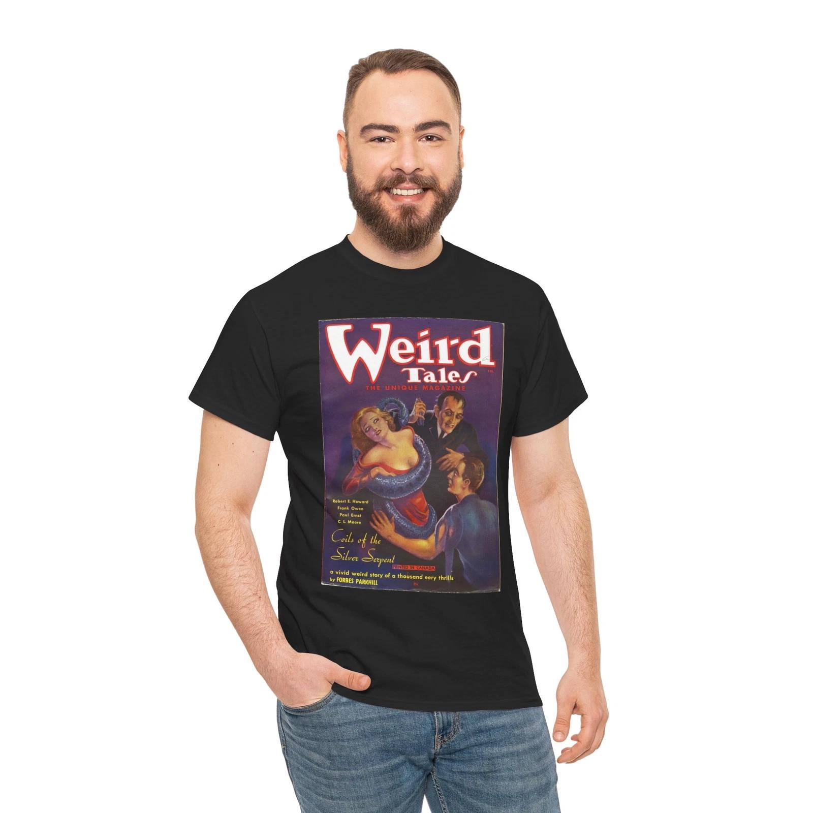 Weird Tales Unique Magazine silver Serpent T-Shirt 1937 Mystery Magazine XL