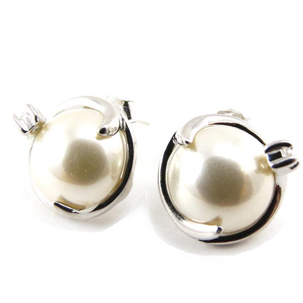 Les Trésors De Lily [B9444] - Silver Earrings 'Douceur' White Silver Mother-of-pearl (rhodium-plated) - 8 Mm