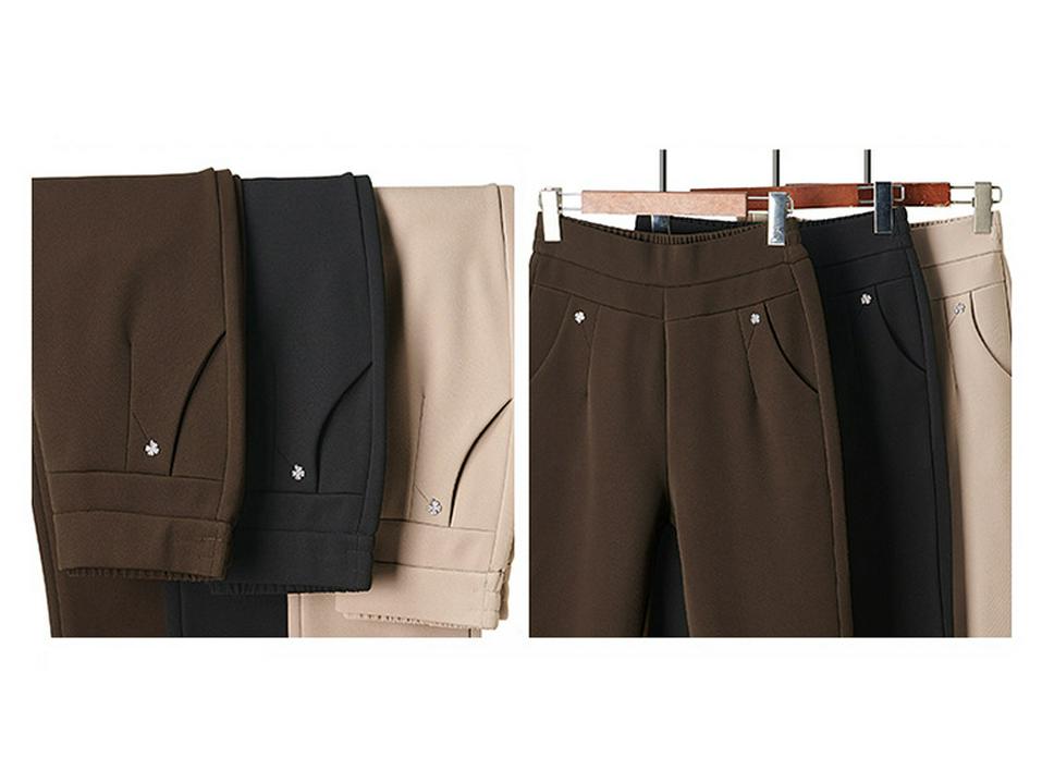 High Waist Straight Leg Velvet Warm Trousers for Middle-Aged Women – 50s Mom Style